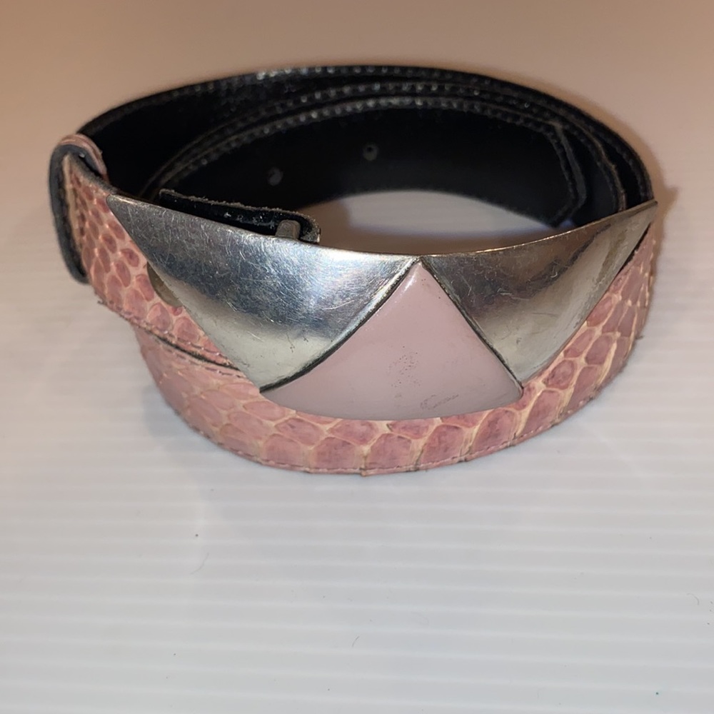 Robin Kahn Pink Snakeskin Leather Belt